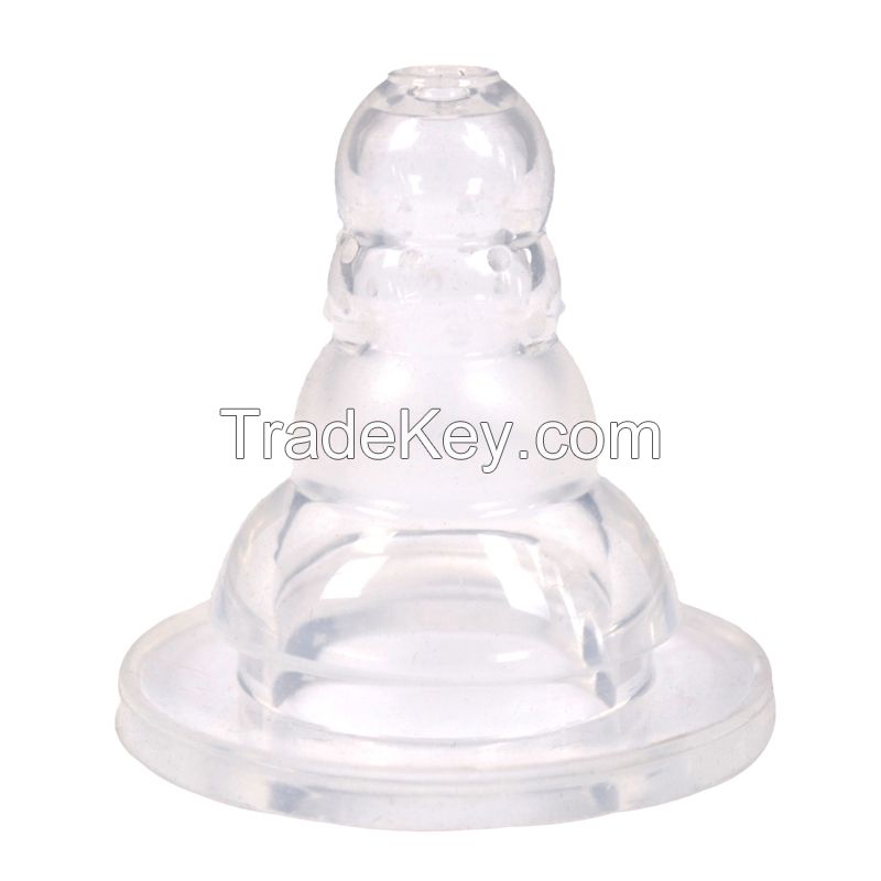 100% food grade factory direct competitive price standard neck easy to clean soft transparent liquid silicone baby nipple