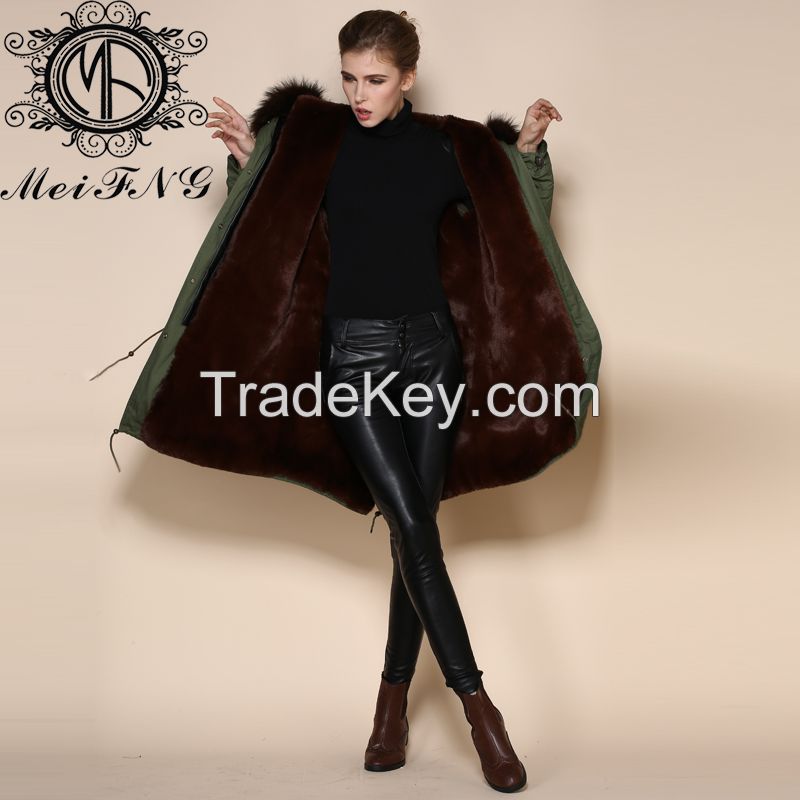 2015 New Autumn Winter Fashion Long Sleeve fur coat jacket