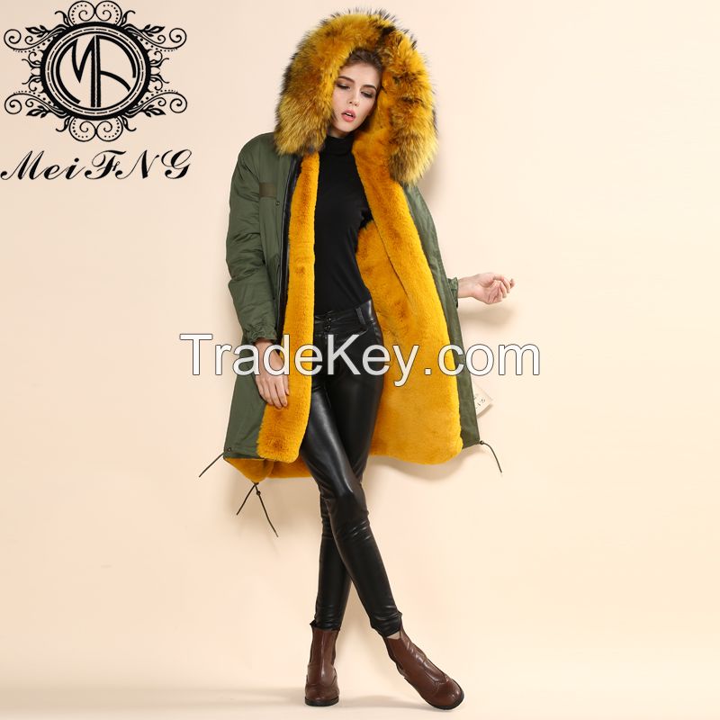Real raccoon fur parka for women real fur jackets