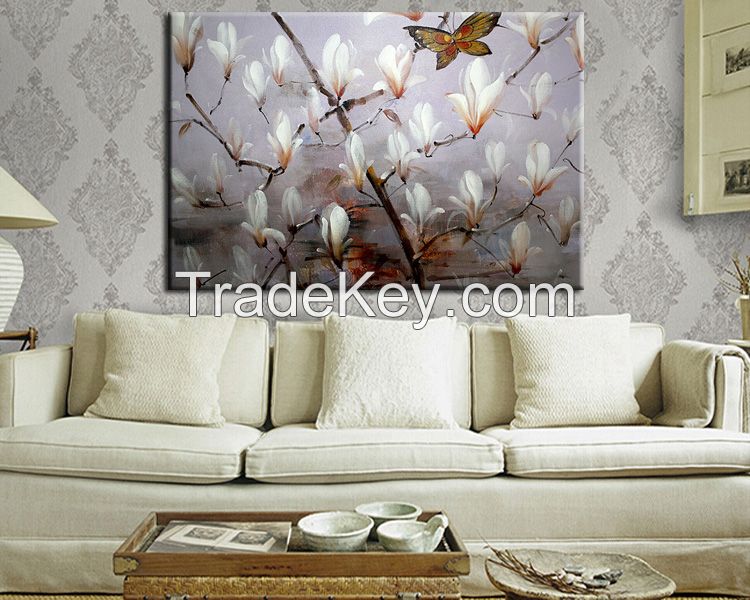 White Flower Canvas Oil Painting Magnolia Flower Oil Painting Modern P