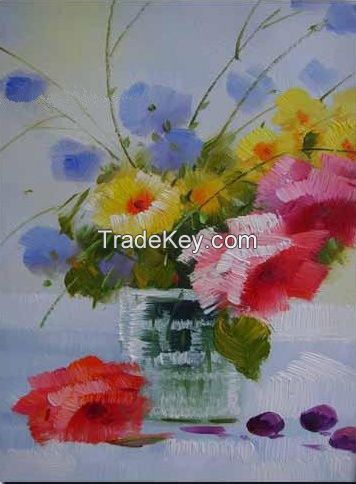 Paint manufacturers in china hand painted canvas picture flower