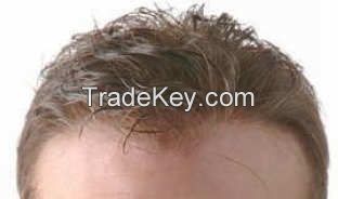Super thin skin real human hair toupee for men 1B natural color