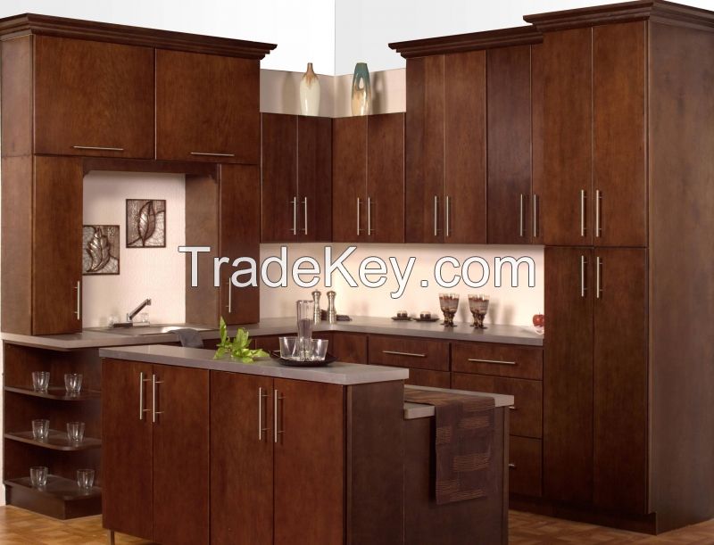 custom made Wood grain  finish modular kitchen cabinet project 