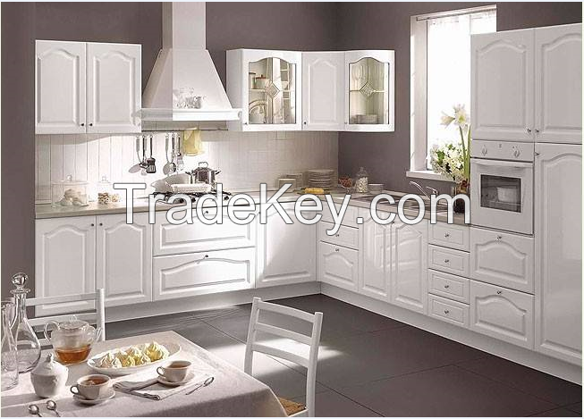 custom made PVC finish modular kitchen cabinet project