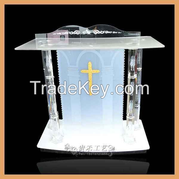 white color acrylic church pulpit, 2015 new organic glass church pulpit