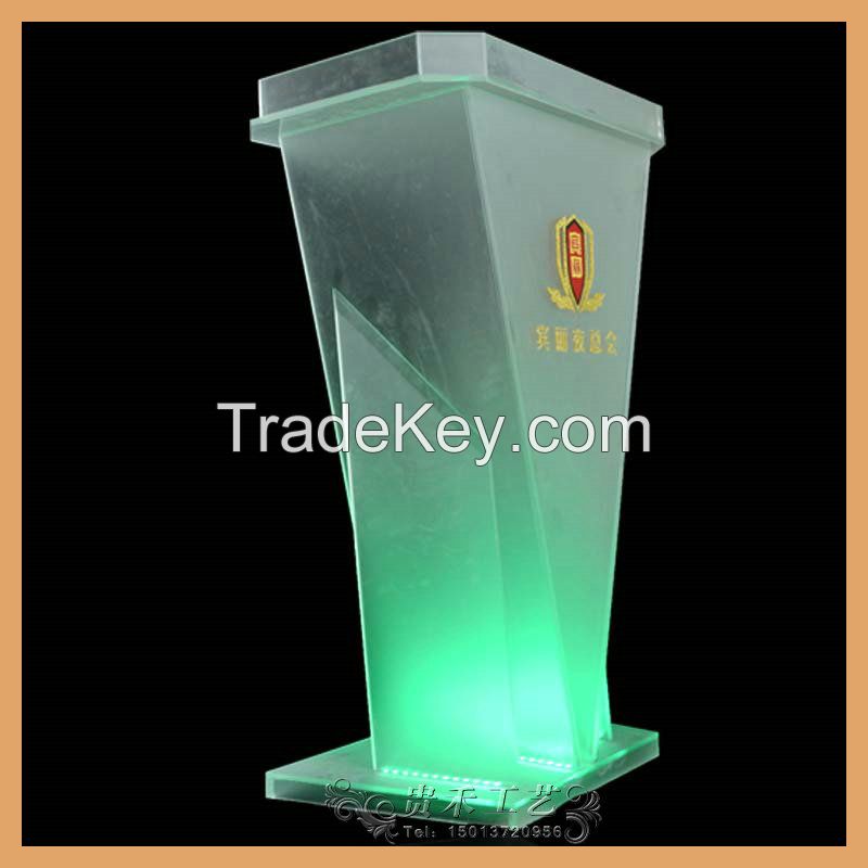 White Color Acrylic Podium, Acrylic Podium With Led Lights