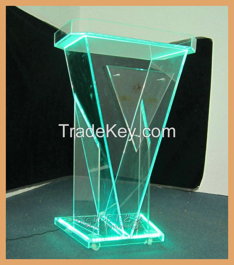 white color acrylic podium, acrylic podium with LED lights