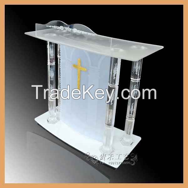 white color acrylic church pulpit, 2015 new organic glass church pulpit