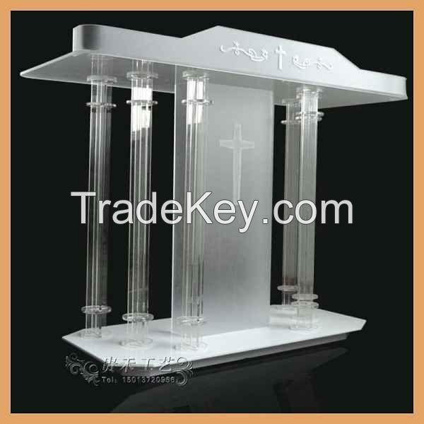 White Color Acrylic Church Pulpit, 2015 New Organic Glass Church Pulpit