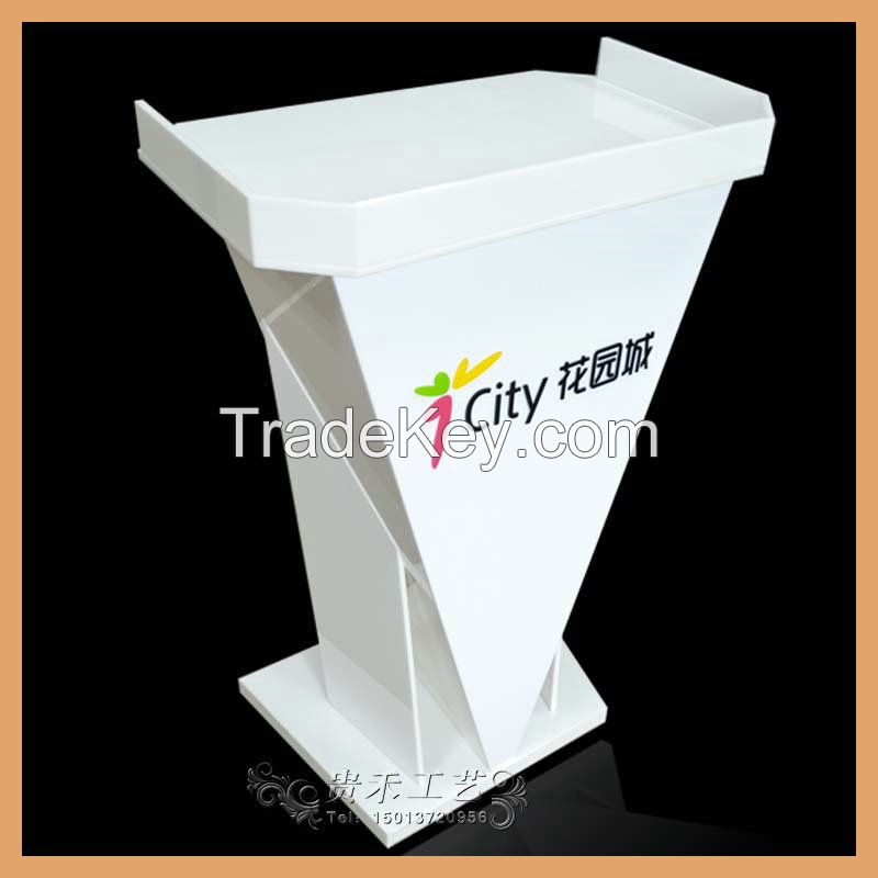 White Color Acrylic Podium, Acrylic Podium With Led Lights