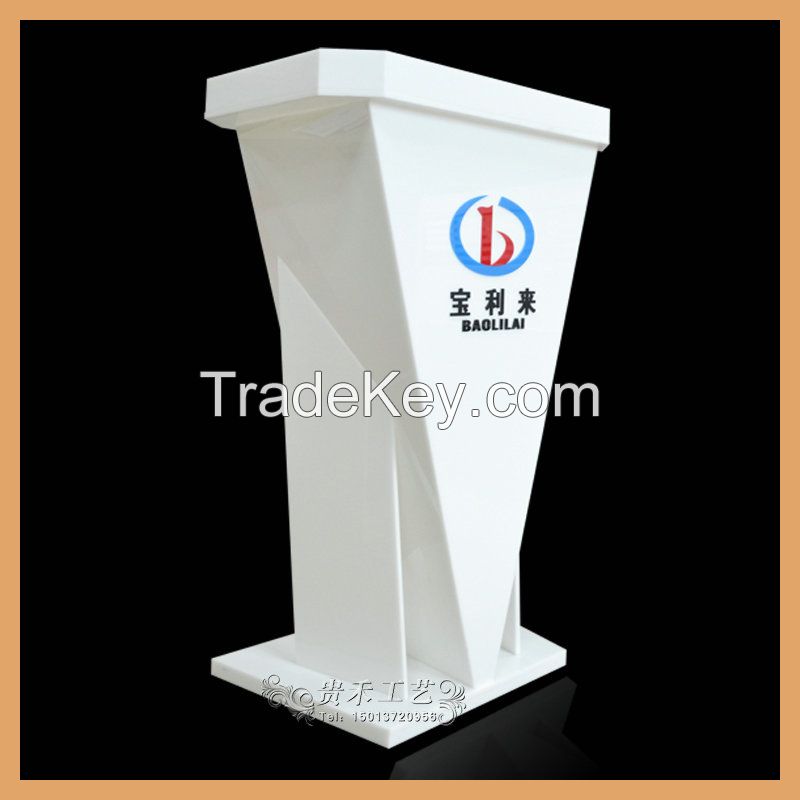 White Color Acrylic Podium, Acrylic Podium With Led Lights