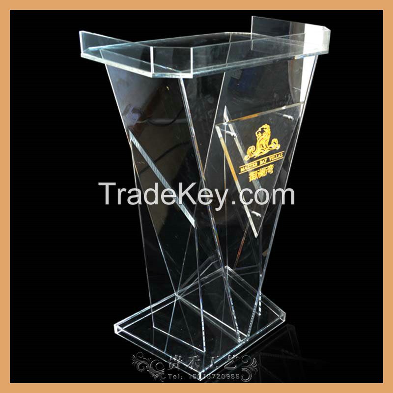 White Color Acrylic Podium, Acrylic Podium With Led Lights