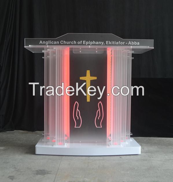 white color acrylic church pulpit, 2015 new organic glass church pulpit