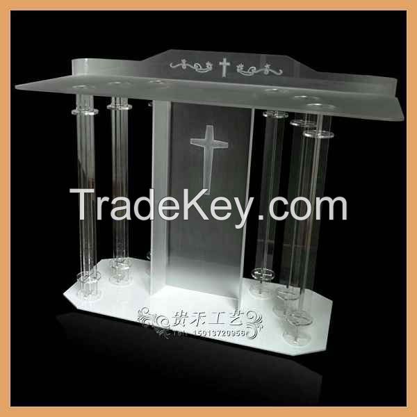 White Color Acrylic Church Pulpit, 2015 New Organic Glass Church Pulpit