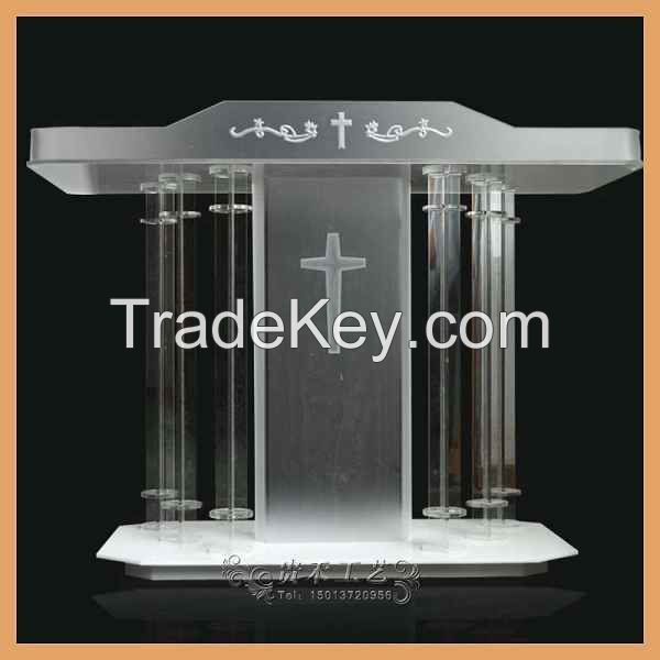 white color acrylic church pulpit, 2015 new organic glass church pulpit