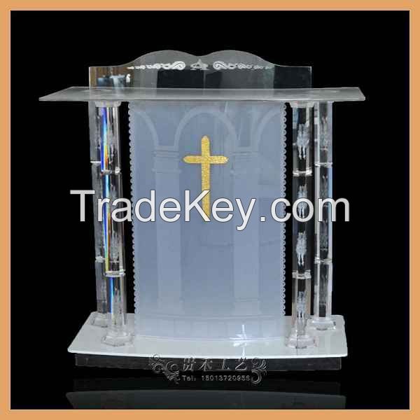 white color acrylic church pulpit, 2015 new organic glass church pulpit