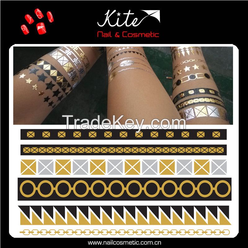 Metallic Gold Silver Black Flash Temporary Tattoo Custom Flash Tattoo