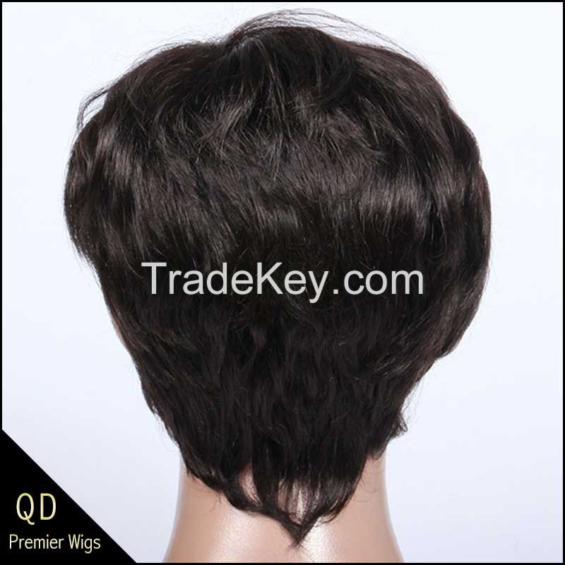 Rihanna Style Short Bob Indian Remy Hair Machine Made Wigs