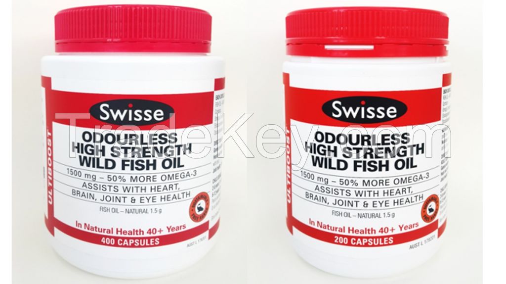 Swisse Ultiboost Odourless High Strength Wild Fish Oil 1500mg 200/ 400 Capsules