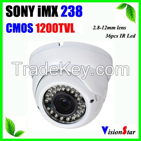 CCTV Dome Type IR Camera CMOS 1200TVL OSD Menu WDR IR-CUT 36pcs LEDs 2