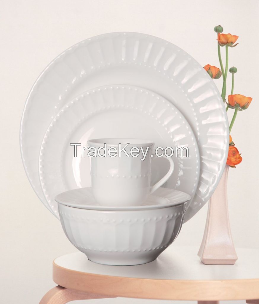 hot sale embossed ceramic dinnerware