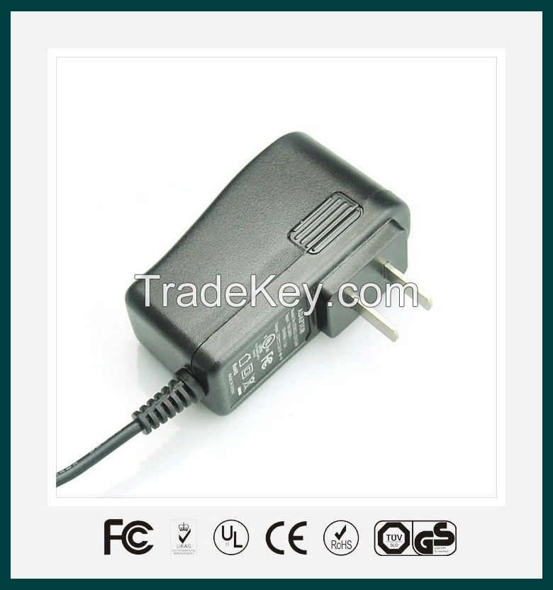 12W 12V1A AC to DC wall type power adaptor with CE-EMC, CE-LVD, ROHS cer