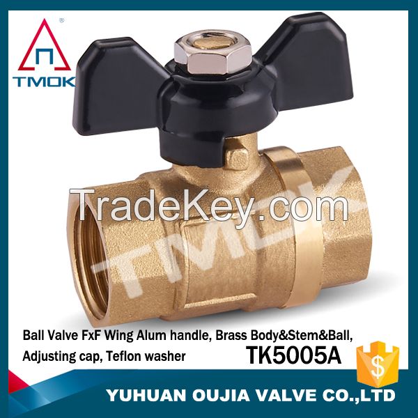 TMOK DN15 medium pressure female NPT thread full port forged brass ball valve steel lever handle PTFE sealing CE ISO approved China dirct factory