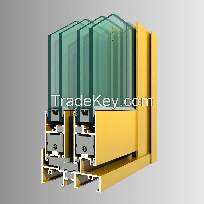 Aluminum extrusions for doors and windows or other decorative use with thermal break effect