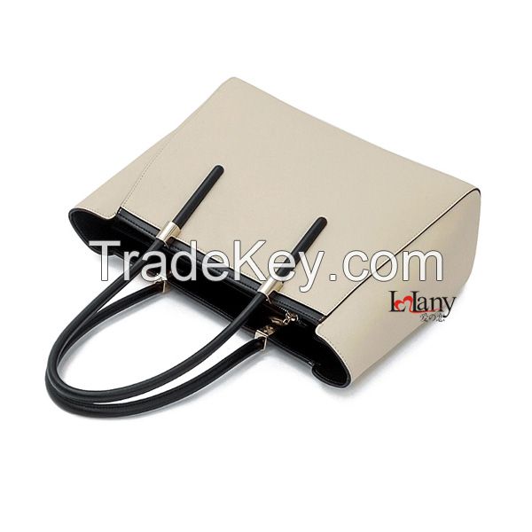 Fashionable and classical white tote leather handbag