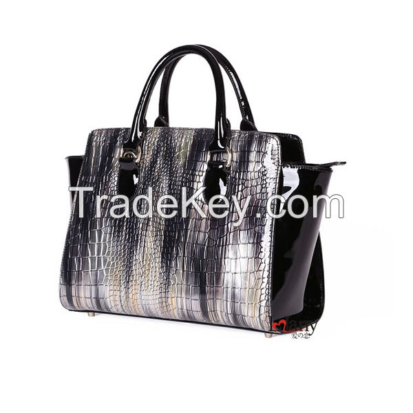 High-end and mature lady color printed tote handbag 