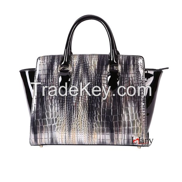 High-end and mature lady color printed tote handbag 