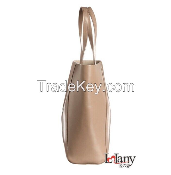Trendy designed genuine leather women handbag with removable outside pocket