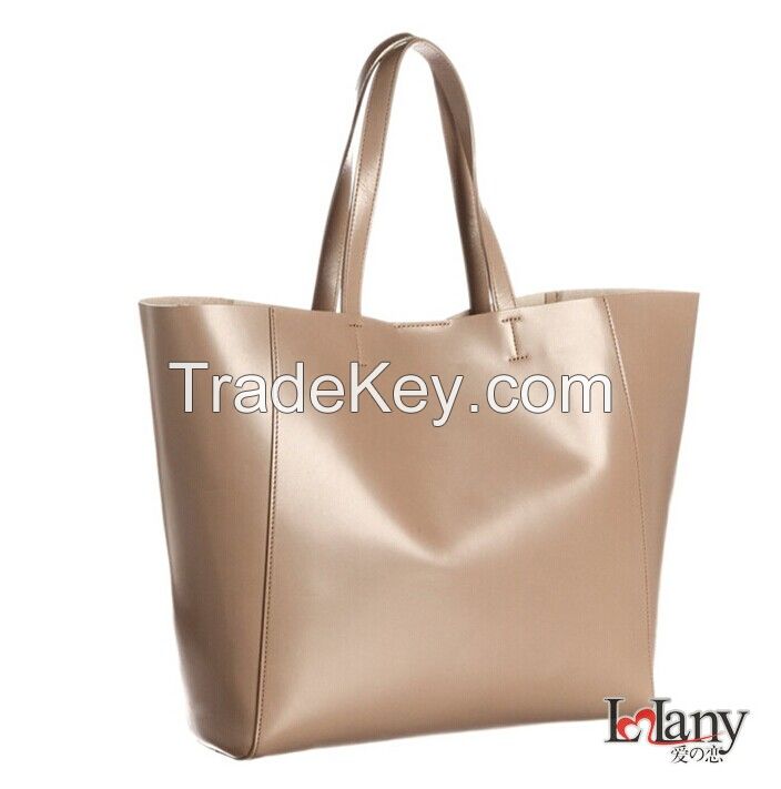 Trendy designed genuine leather women handbag with removable outside pocket