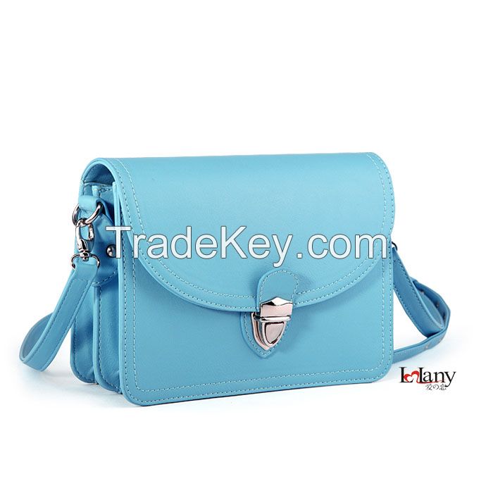 PU or genuine leather messenger bag leather messenger bag for woman and long strap messenger bag