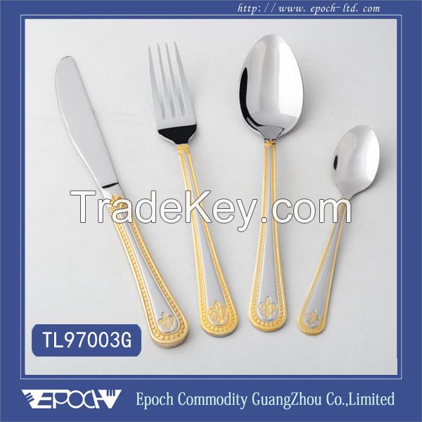 Saudi Arabia style gold plate cutlery set 18/10