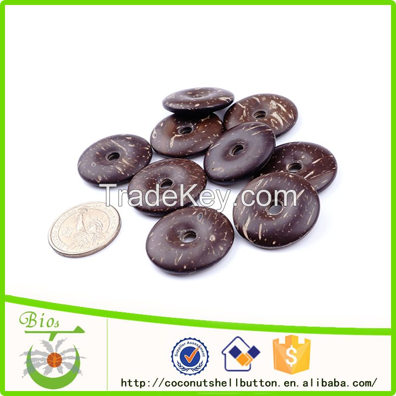 30mm Dark Chocolate Color Lucky Coin Shape Natural Coconut Shell Custom Chinese Amulet Pendant