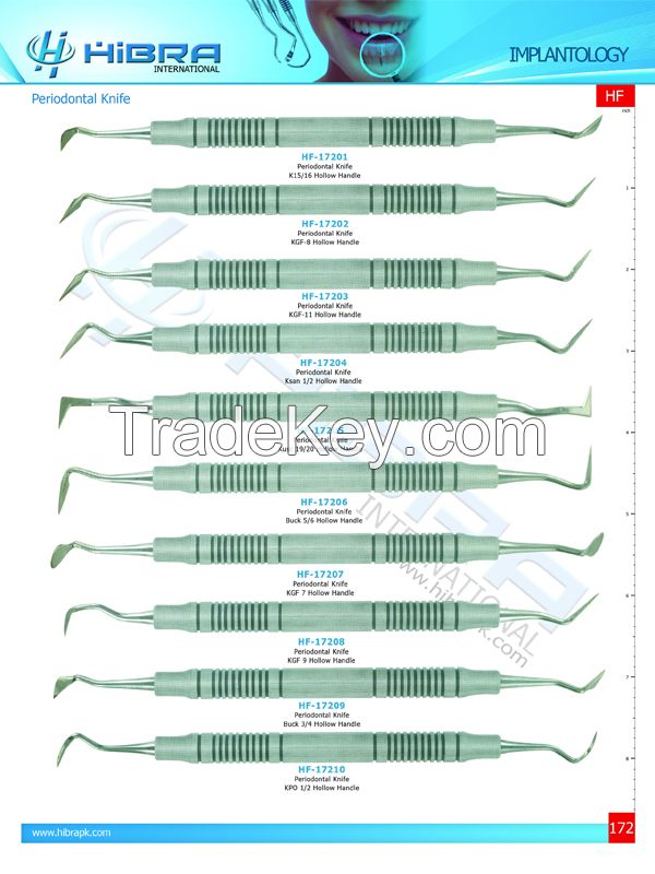 Sinus Lift Instruments, Periodontal knife, Periodontal curretes, Periotomes, bone chiesels