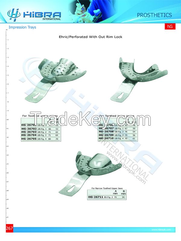 Impression trays perforated and solid