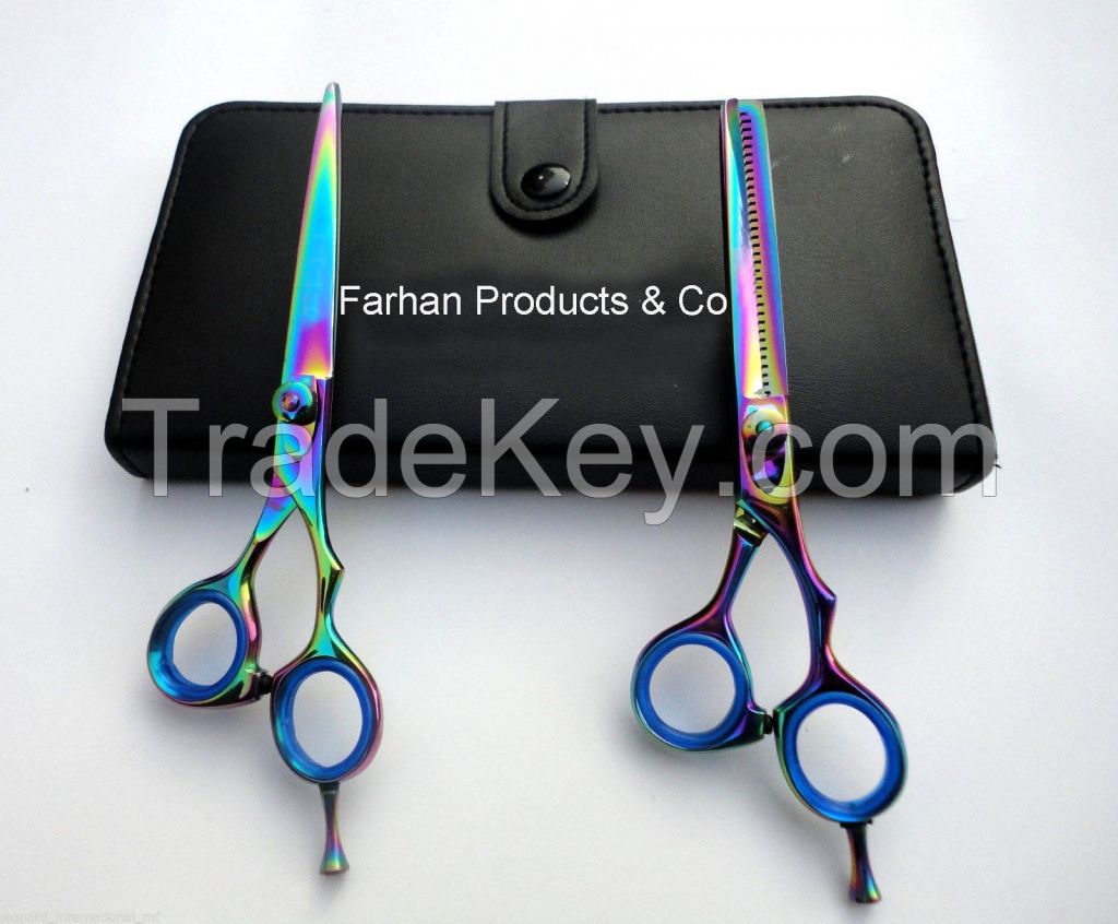 5.5'' Professional Barber Pink Zebra Hairdressing Thinning Scissors Set