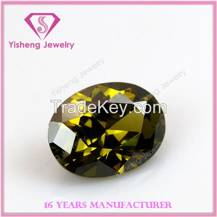 AAA Oval Shape Faceted Olive CZ Gemstone Jewels
