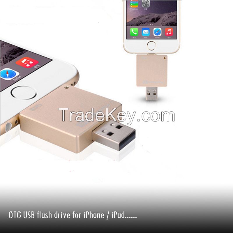 8G 16G 32G 64G Telescopic Gold i-Flash Drive HD USB 8-PinÂ DiskÂ Memory Stick Adapter for iPhone iPad iPod