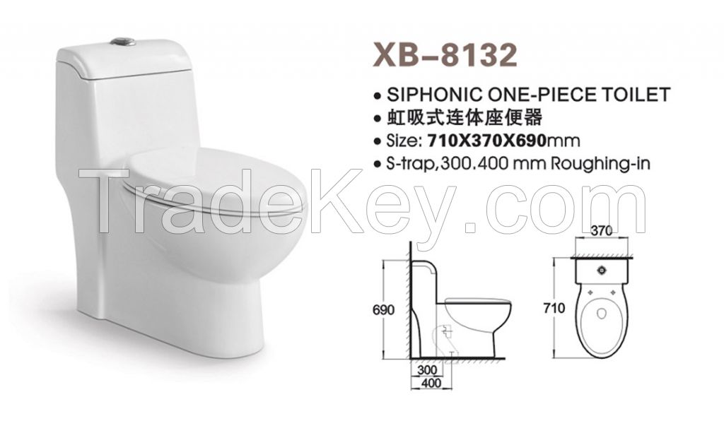 siphoic one piece S-trap toilet sanitary ware on hot sale