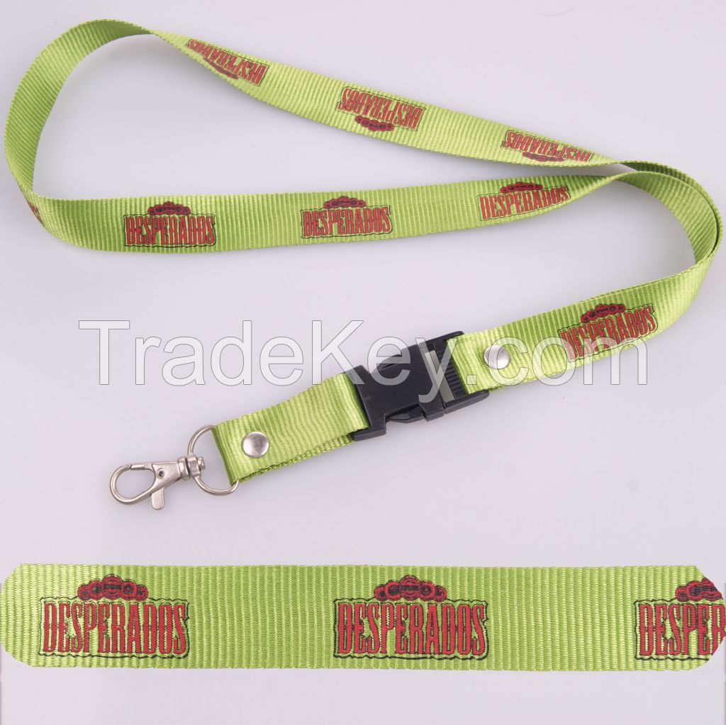 silk printing custom logo lanyard with metal hook, cheap silk screen lanyards