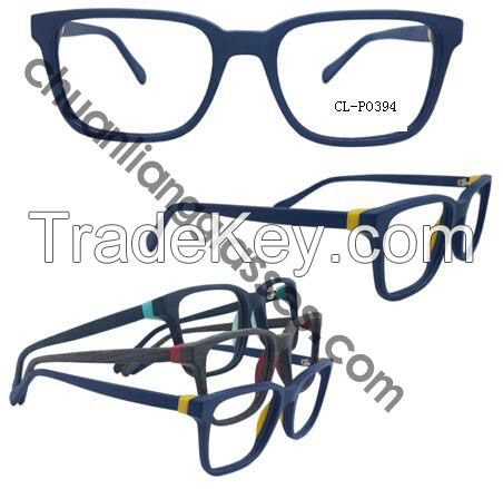 100% Pure Acetate Square Frame Optical Eyewear Carbonate Fabric Temple Eyeglasses