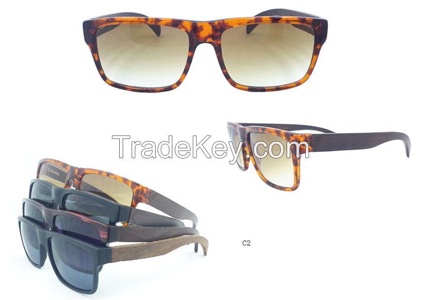 Square Frame Acetate Front Frame Wooden Temple Sunglasses Simple but Exquisite Unisex Style Eyewear