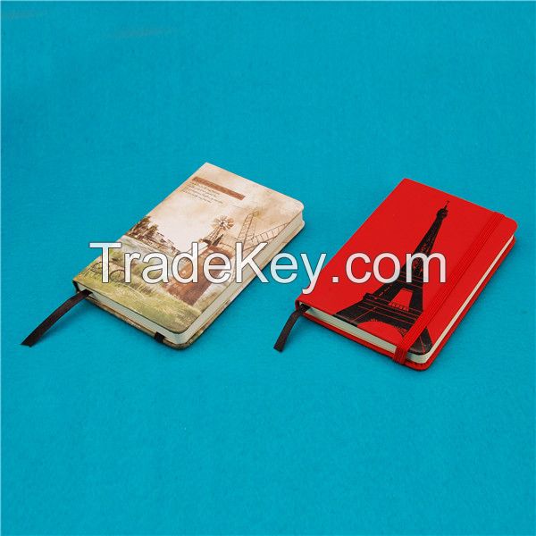 Fashional A6 red Pu leather hardcover custom notebook