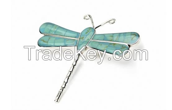 Large Sterling Silver Dragonfly Brooch