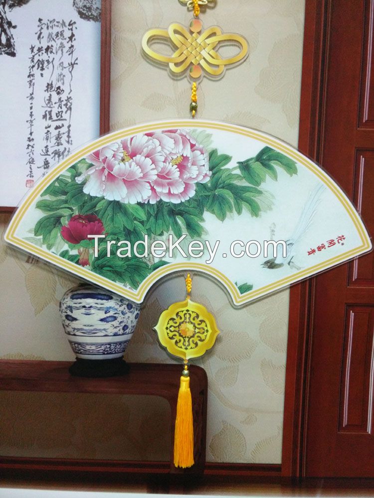 Plastic Landscaping Pattern Hanging Ornament with Chinoiserie