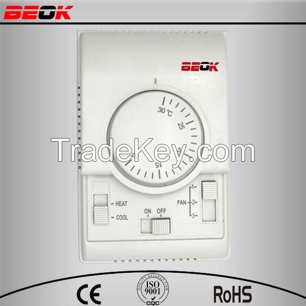 Beok mechanical heat cool 3 fan speed 2/4 pipes fan coil thermostat