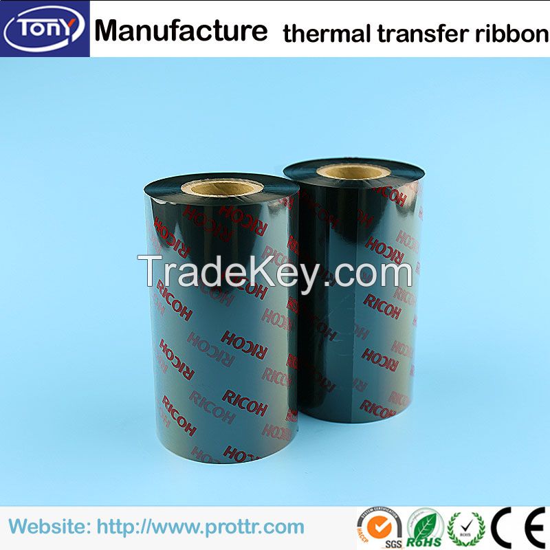 Thermal transfer ribbon wax/resin ribbon for printing labels